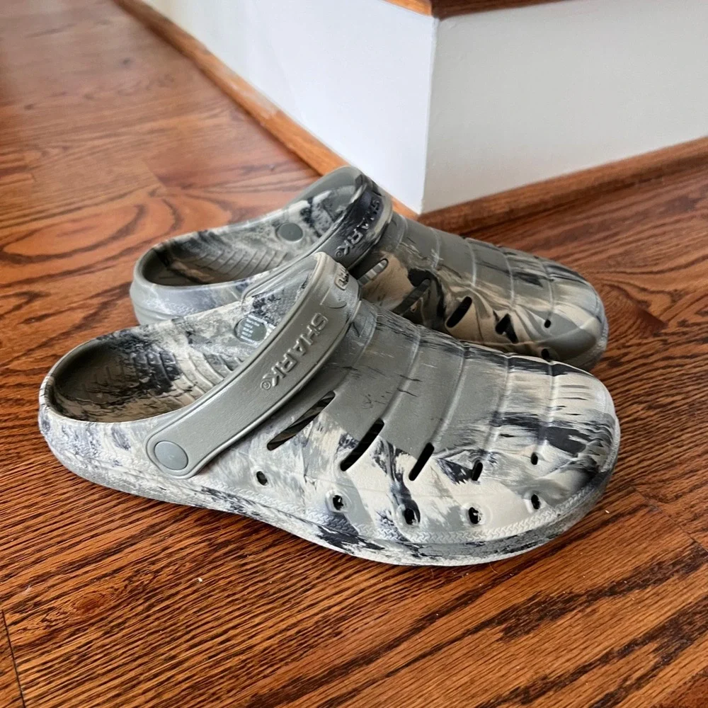 Rugged Shark Mens Grey Black Marble Clogs Slip On Water Shoes MNRS23SG736 9 NEW